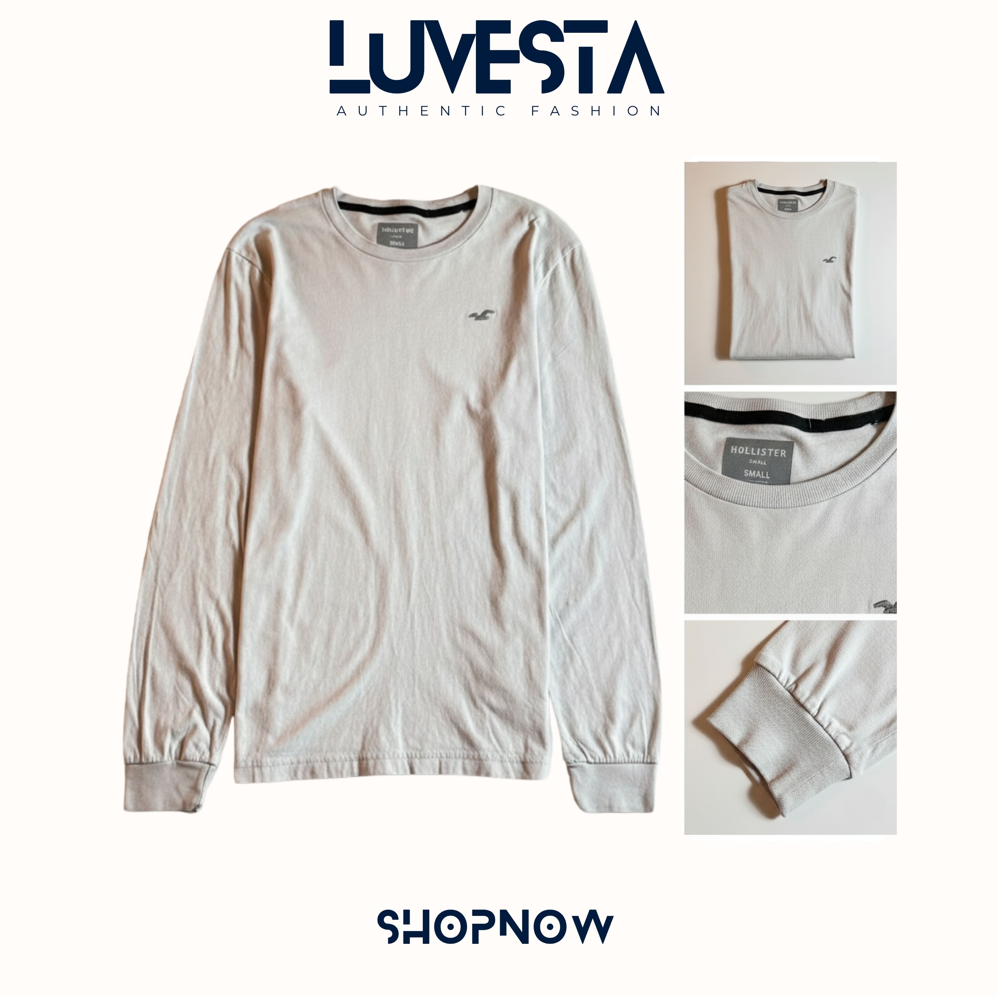 Hollister Essential Long-Sleeve T-Shirt - Classic Gray | USA Import