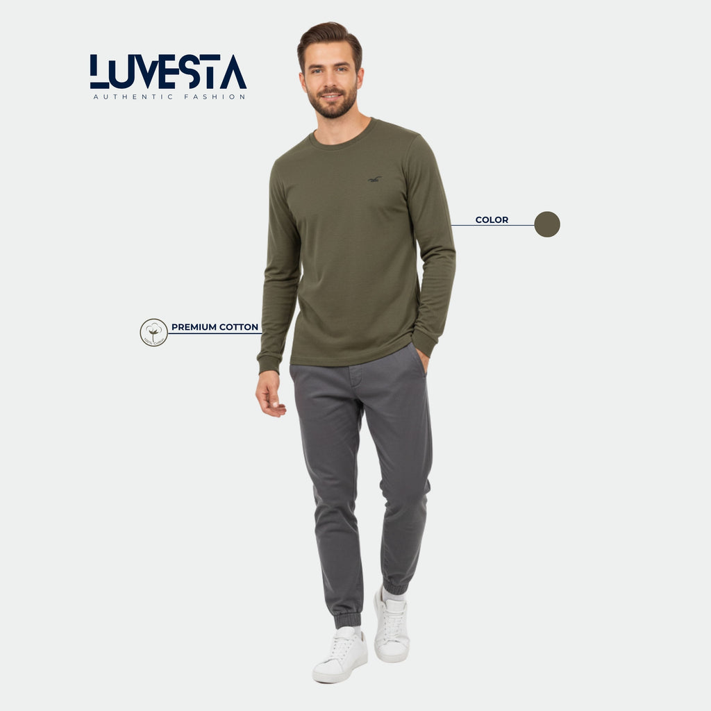 Hollister Essential Long-Sleeve T-Shirt - Army Green | USA Import