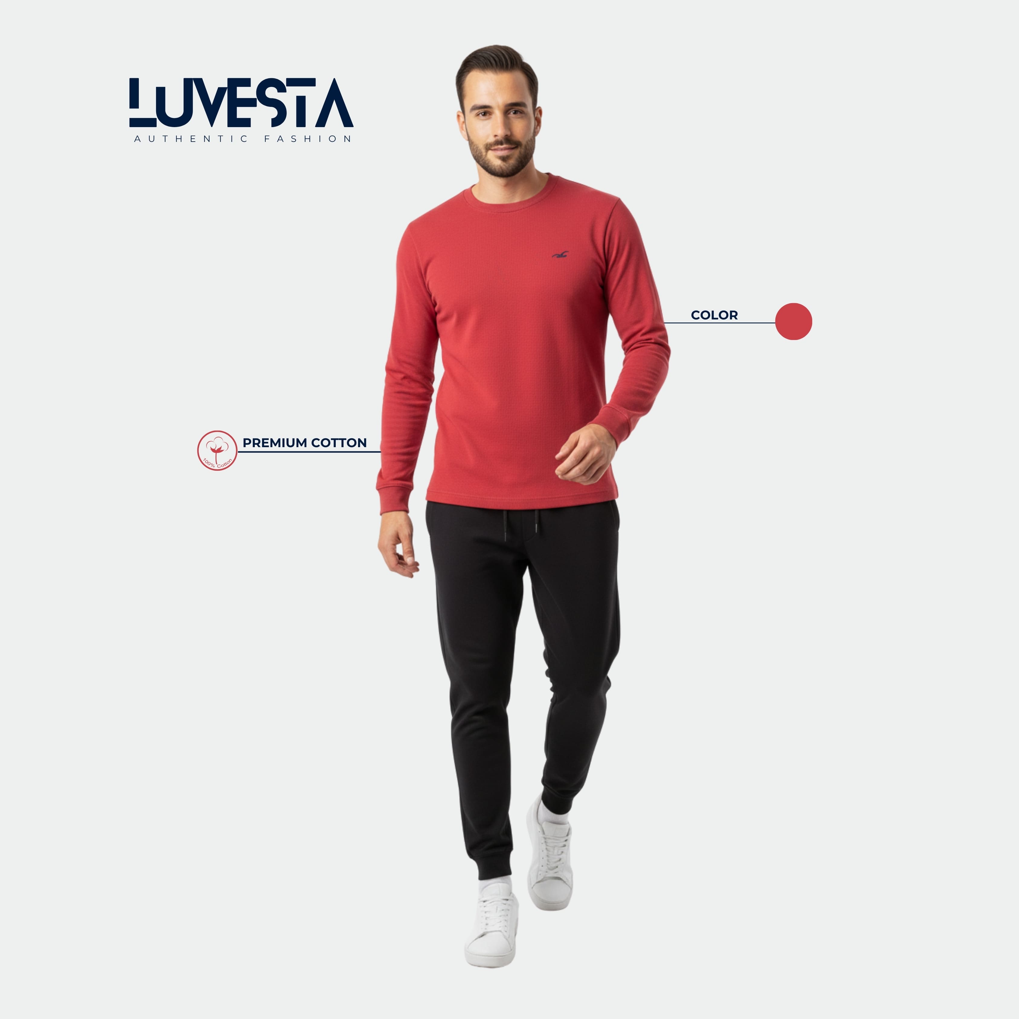 Hollister Classic Long-Sleeve T-Shirt - Burgundy Red | USA Import