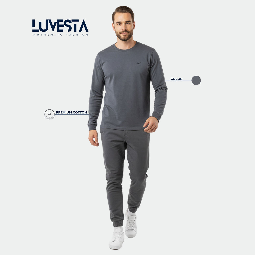 Hollister Essential Long-Sleeve T-Shirt - Charcoal Grey | USA Import