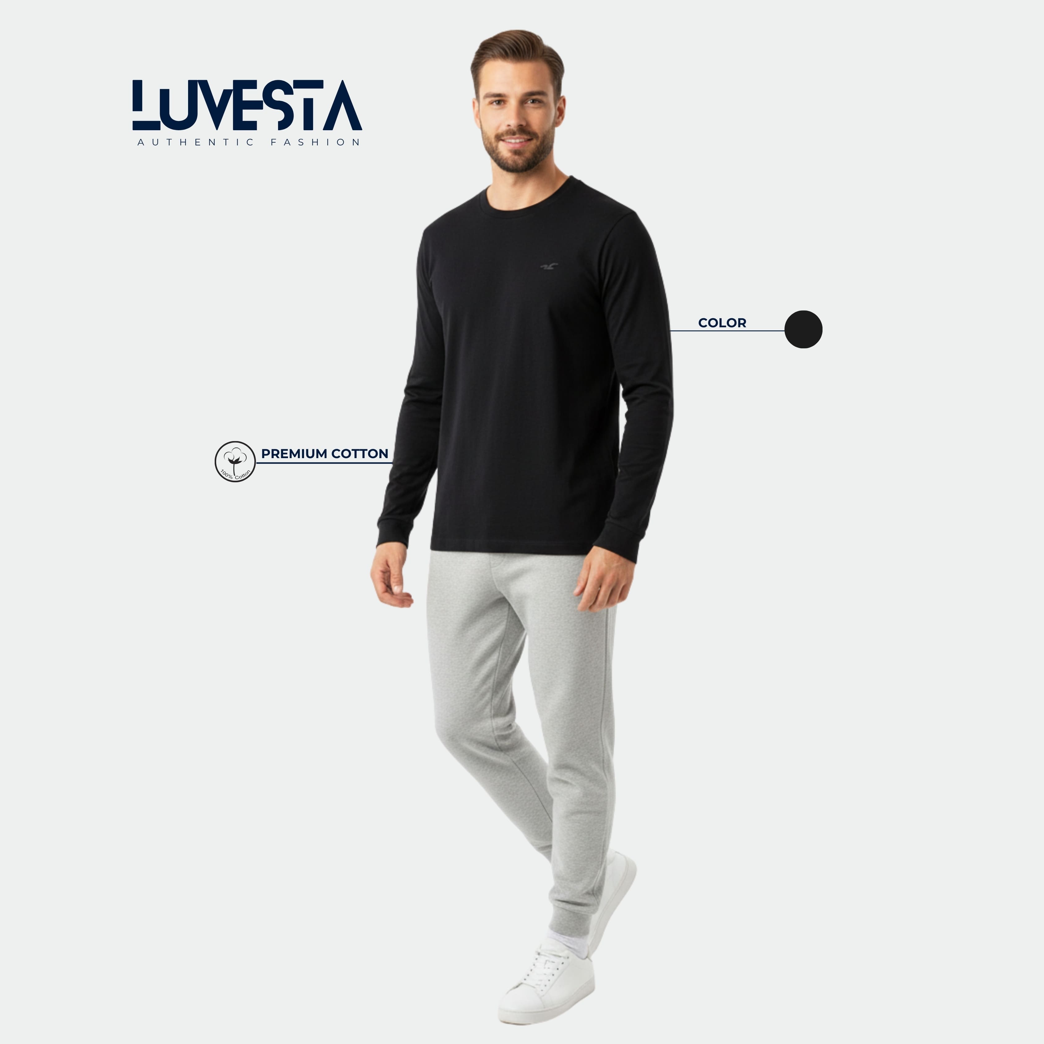 Hollister Essential Long-Sleeve T-Shirt - Classic Black | USA Import