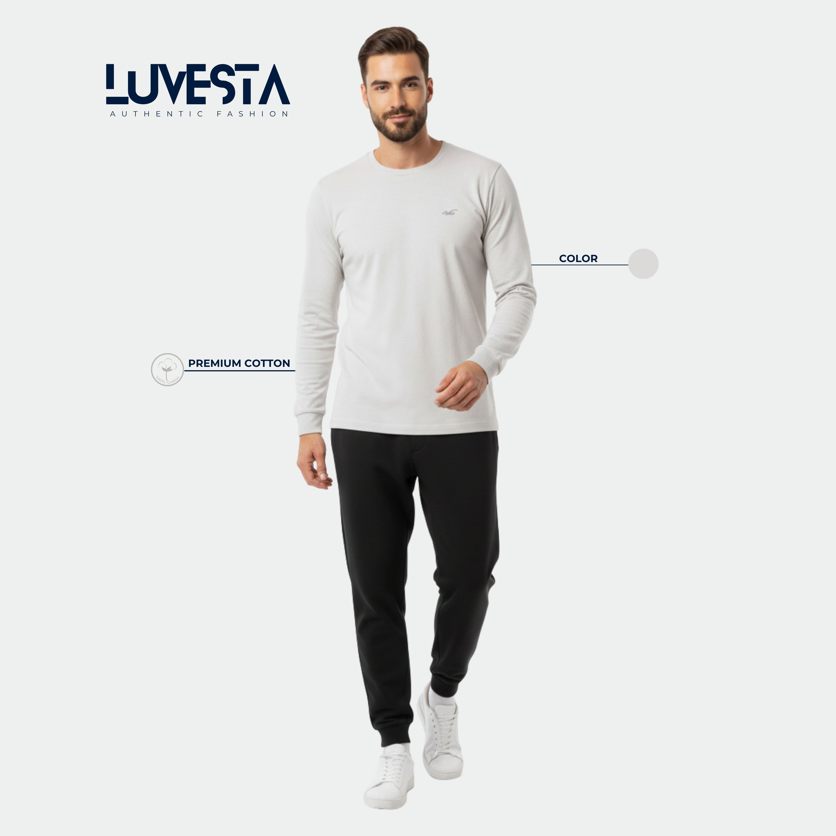 Hollister Essential Long-Sleeve T-Shirt - Classic Gray | USA Import