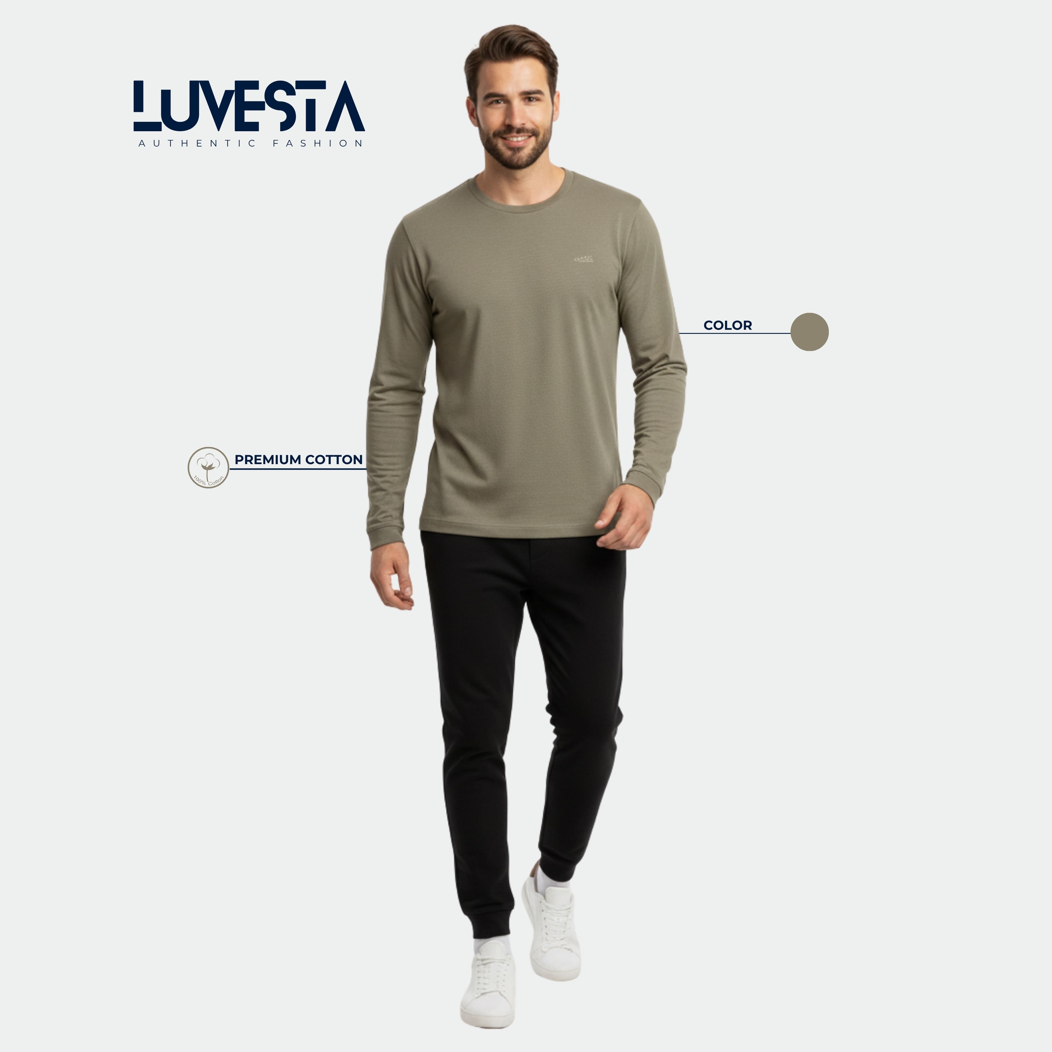 Hollister Essential Long-Sleeve T-Shirt - Olive Green | USA Import