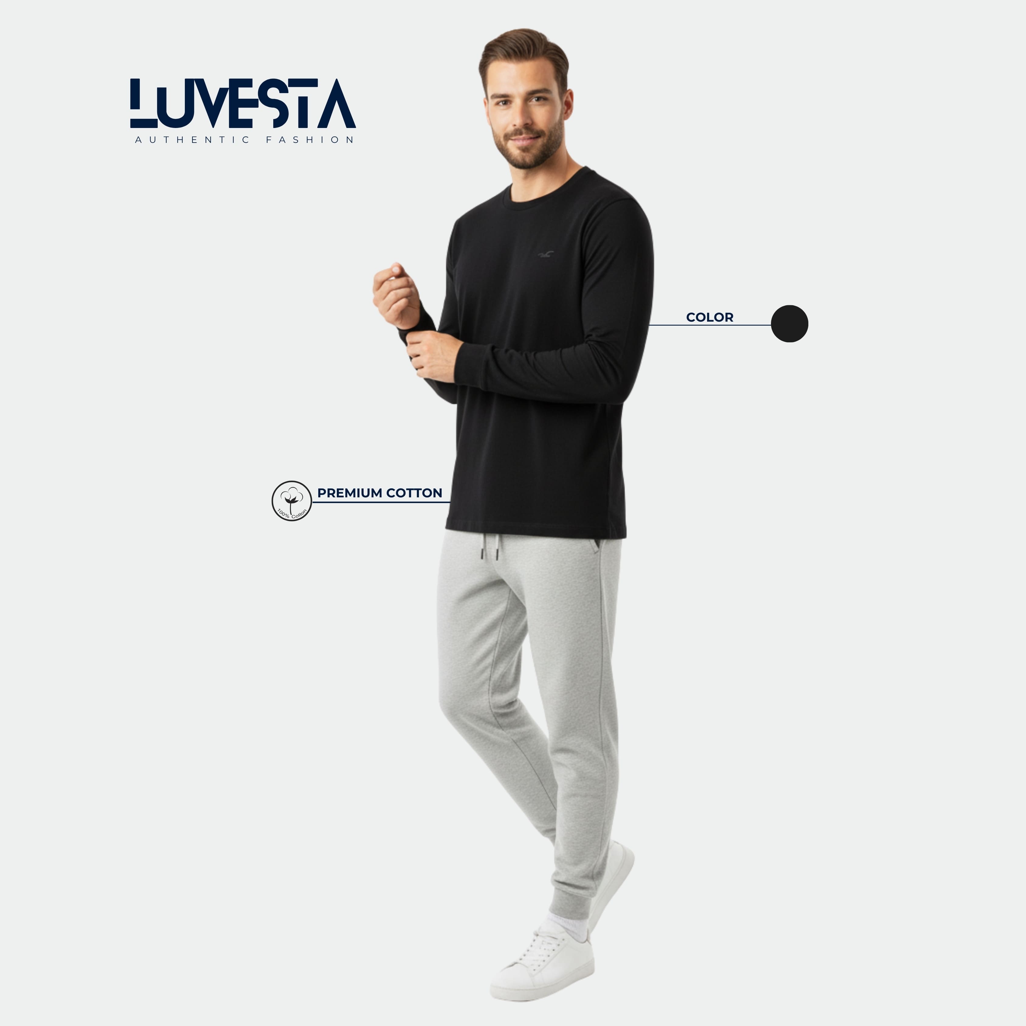 Hollister Essential Long-Sleeve T-Shirt - Classic Black | USA Import