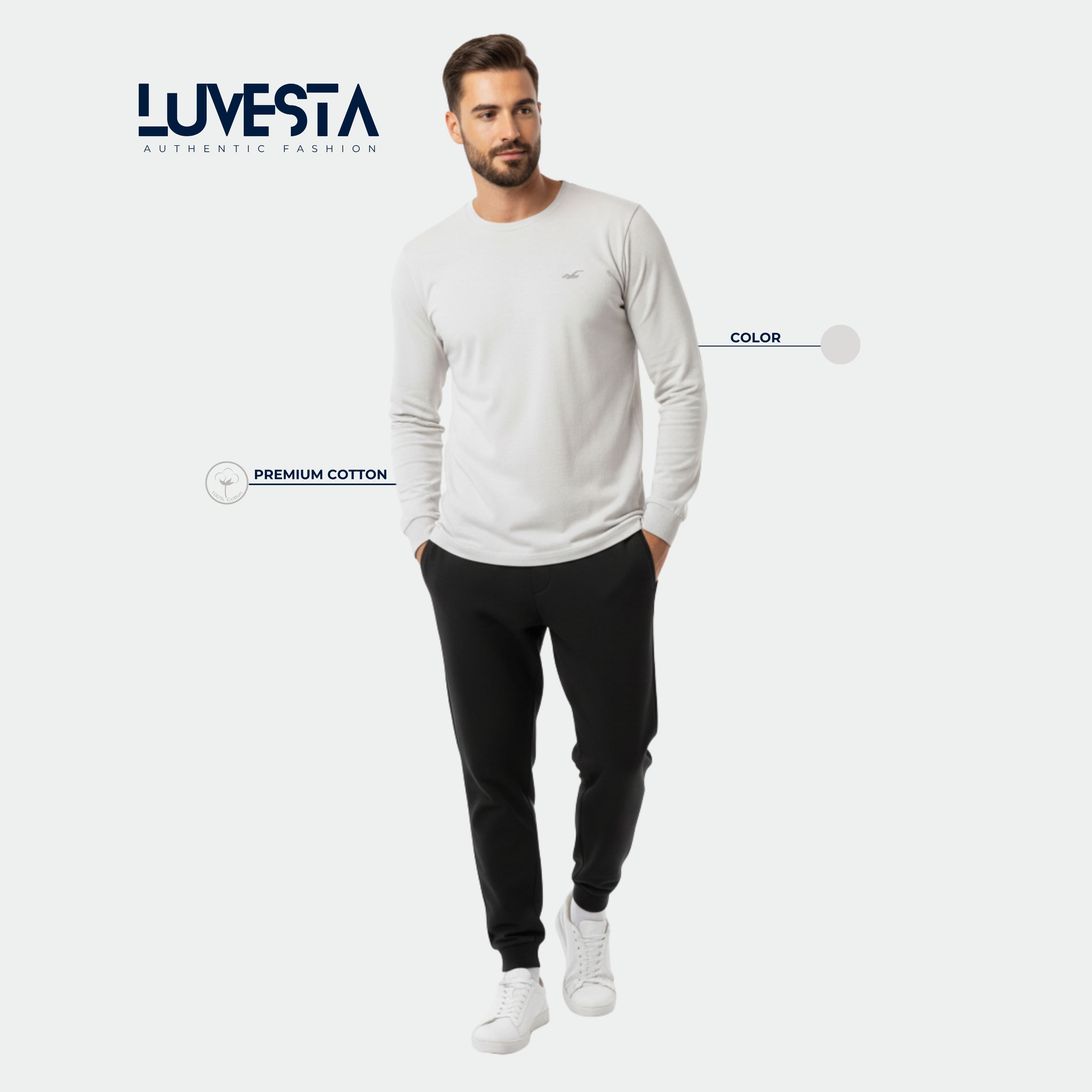 Hollister Essential Long-Sleeve T-Shirt - Classic Gray | USA Import