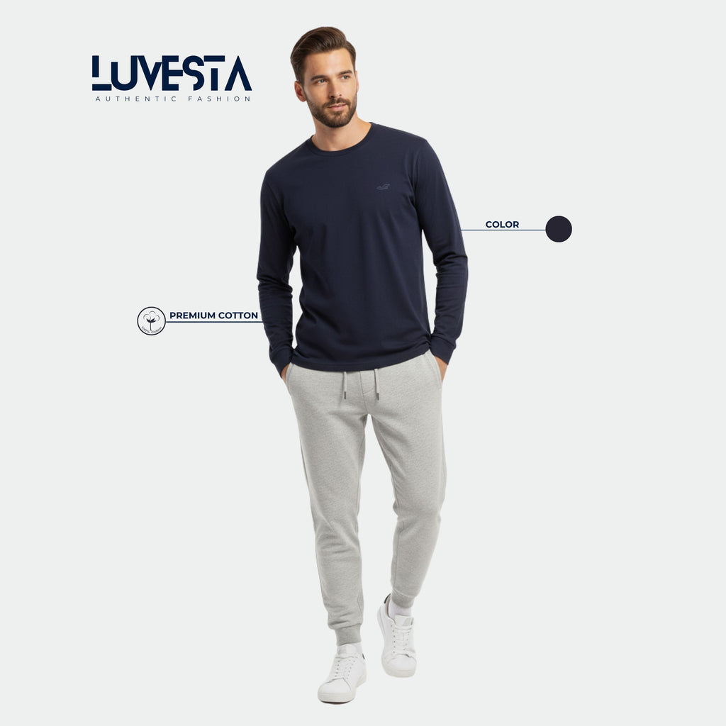 Hollister Essential Long-Sleeve T-Shirt - Navy Blue | USA Import