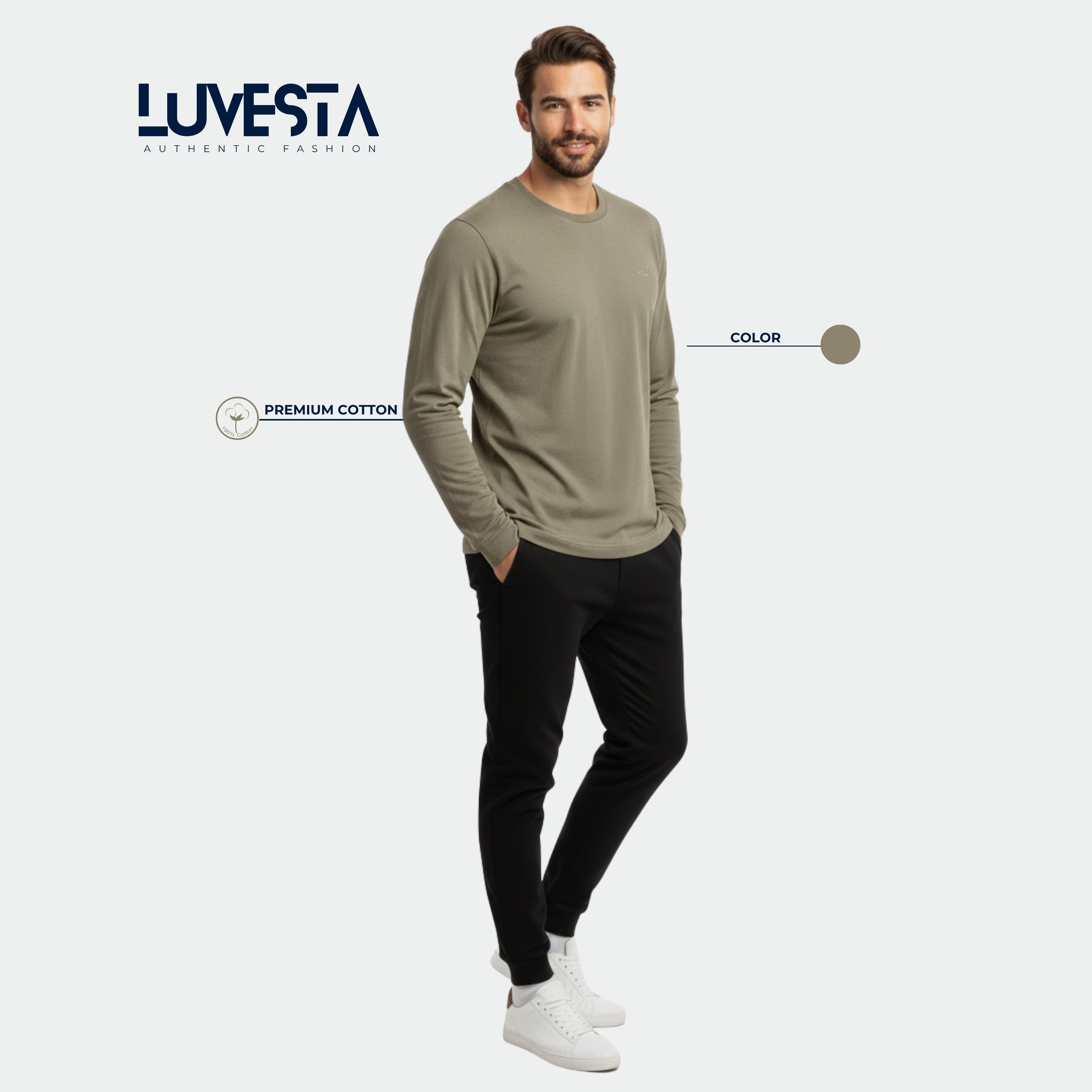 Hollister Essential Long-Sleeve T-Shirt - Olive Green | USA Import