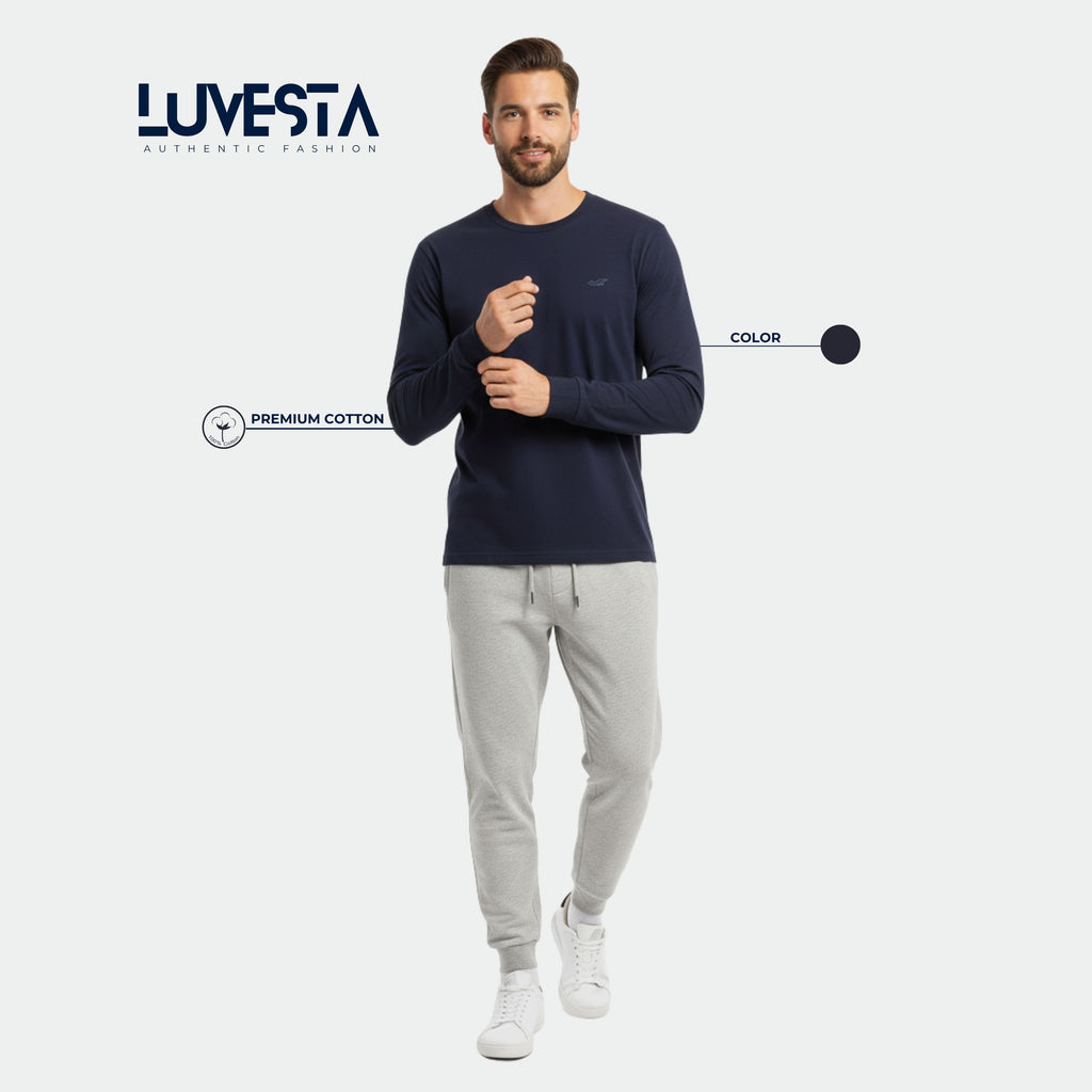 Hollister Essential Long-Sleeve T-Shirt - Navy Blue | USA Import