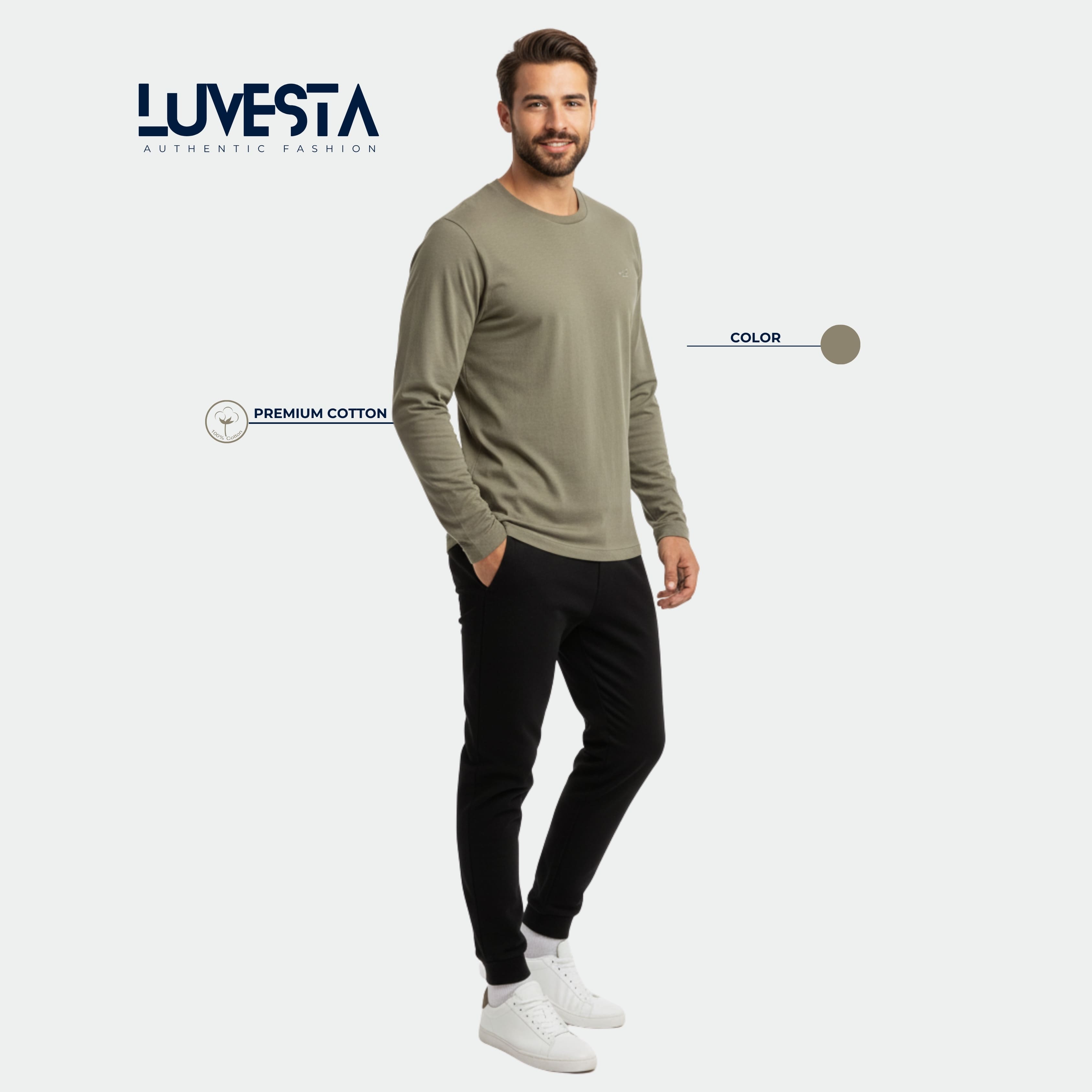Hollister Essential Long-Sleeve T-Shirt - Olive Green | USA Import