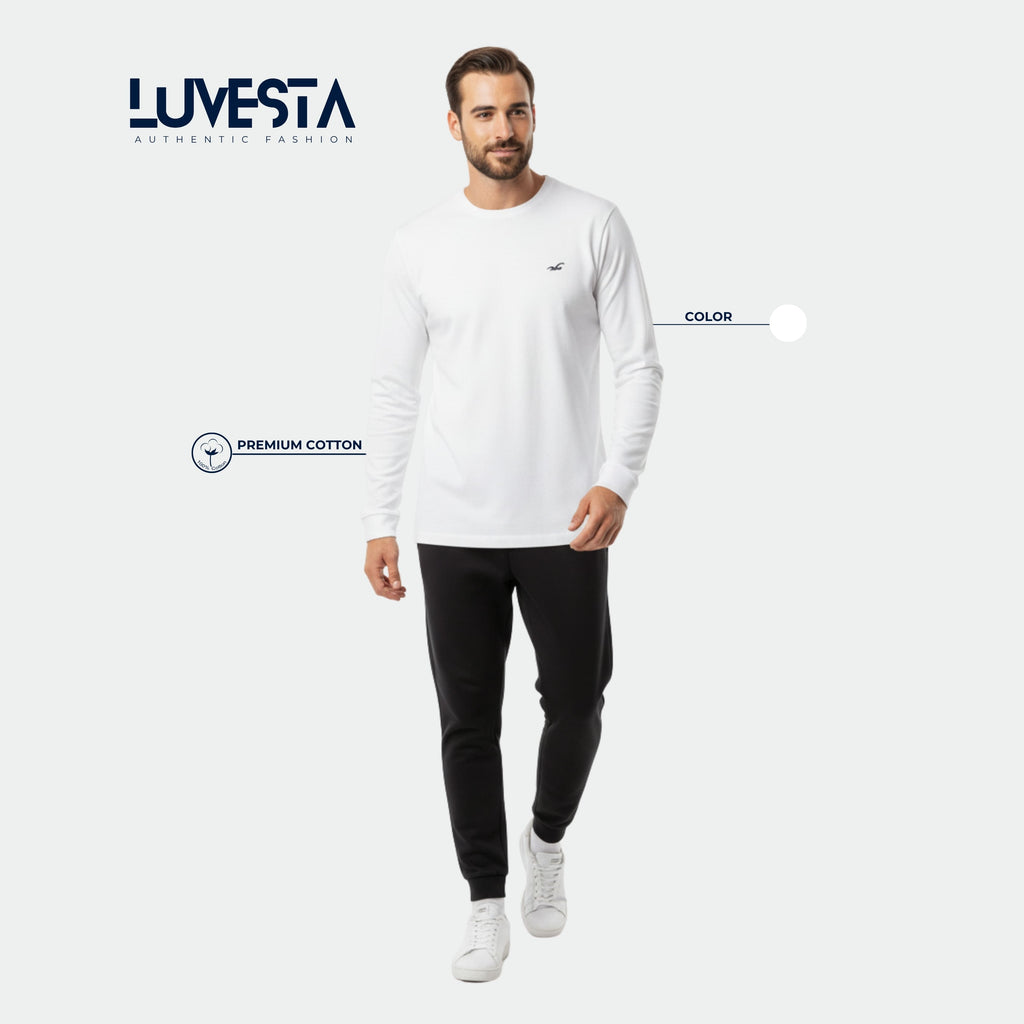 Hollister Essential Long-Sleeve T-Shirt - Pure White | USA Import