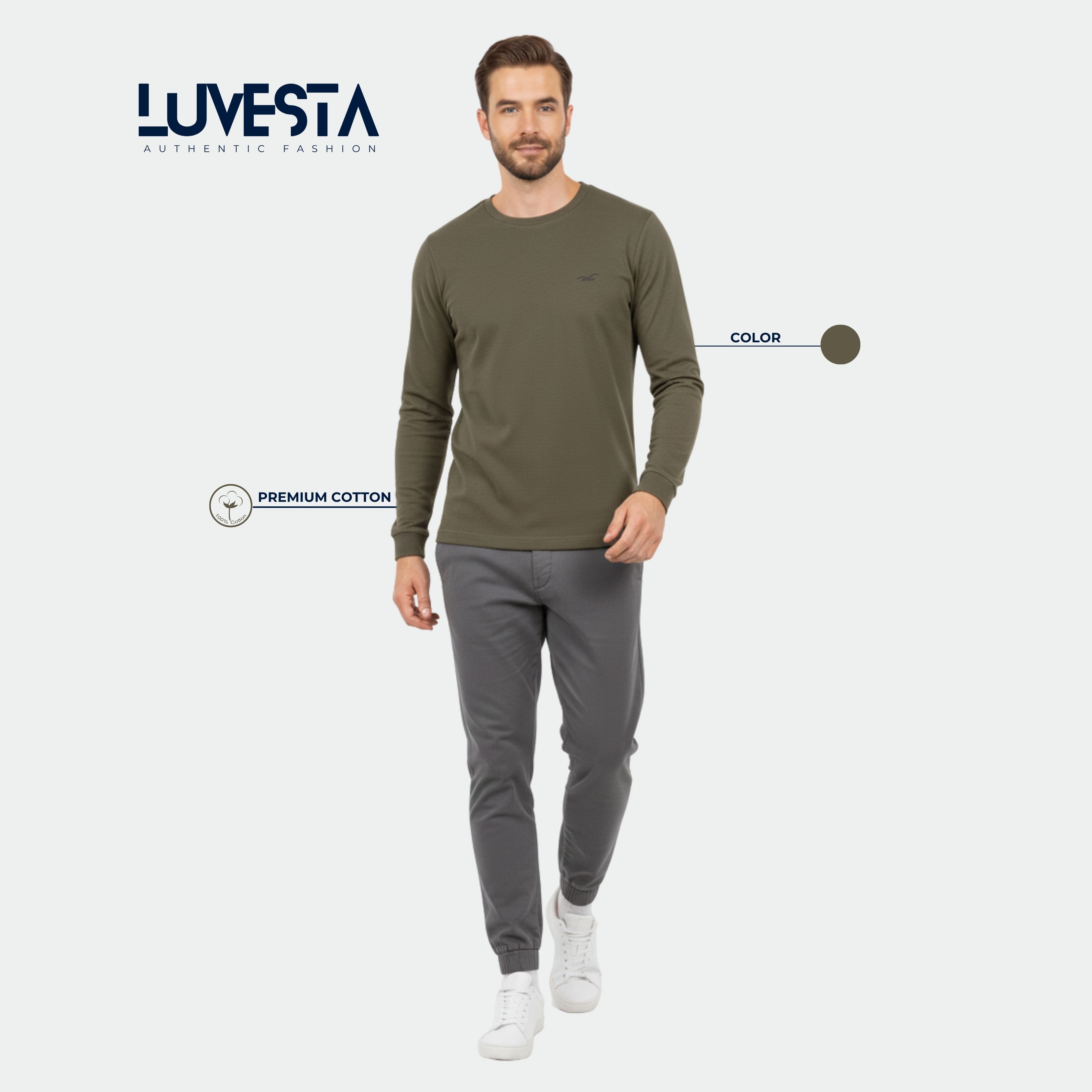 Hollister Essential Long-Sleeve T-Shirt - Army Green | USA Import