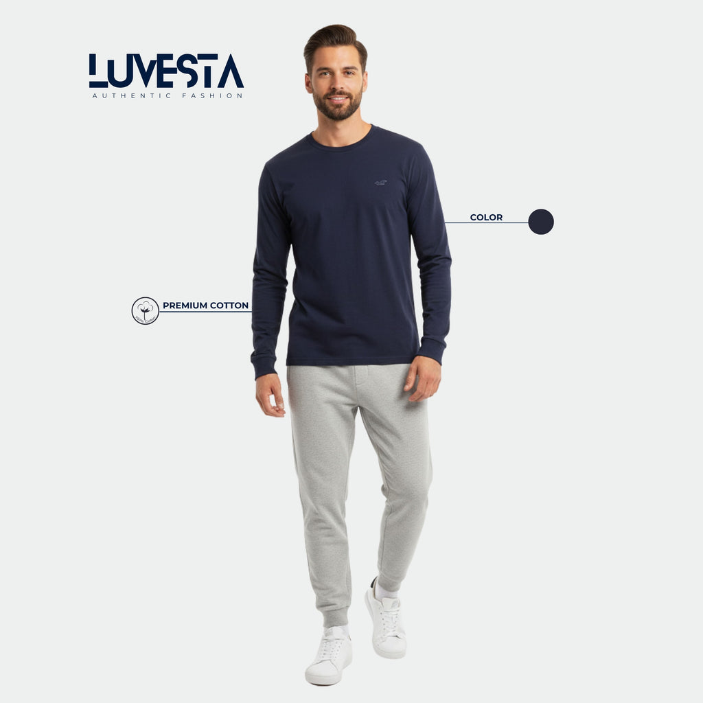 Hollister Essential Long-Sleeve T-Shirt - Navy Blue | USA Import