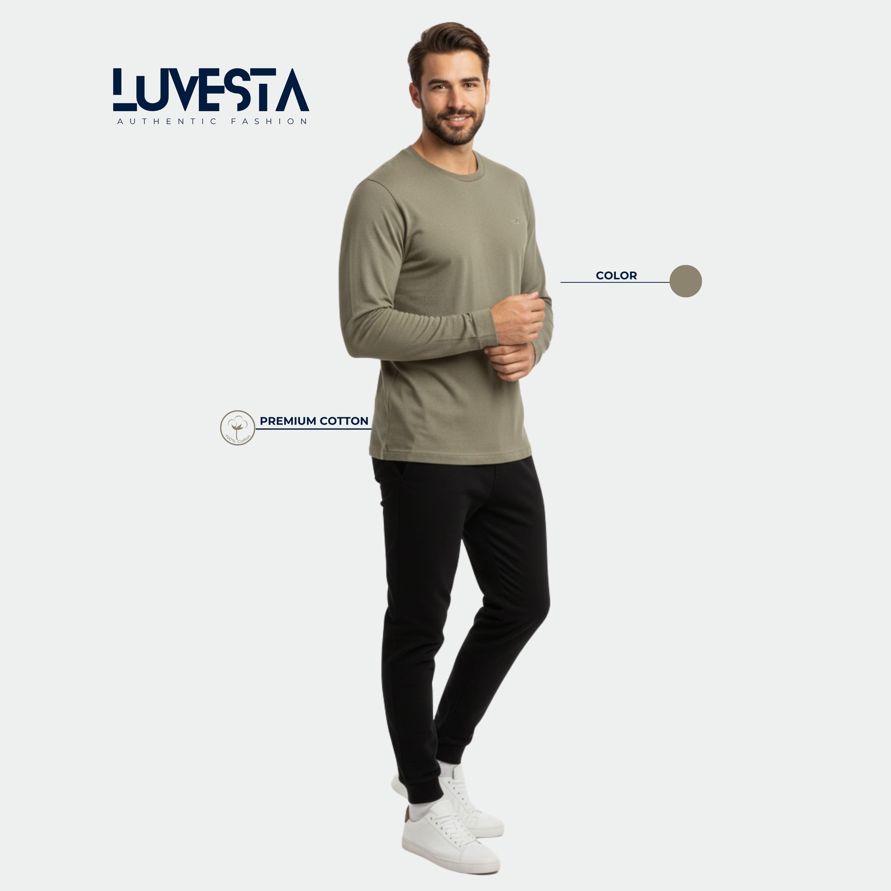 Hollister Essential Long-Sleeve T-Shirt - Olive Green | USA Import
