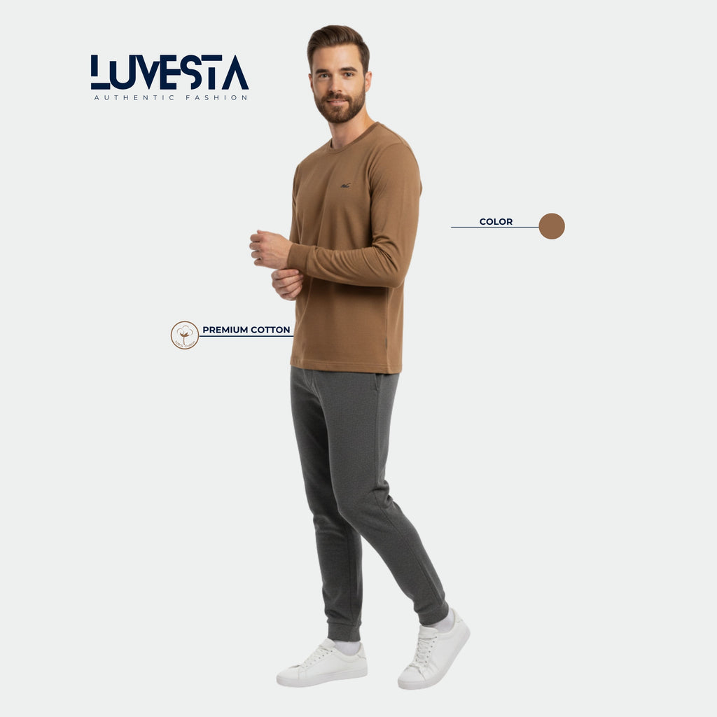 Hollister Essential Long-Sleeve T-Shirt - Camel Brown | USA Import