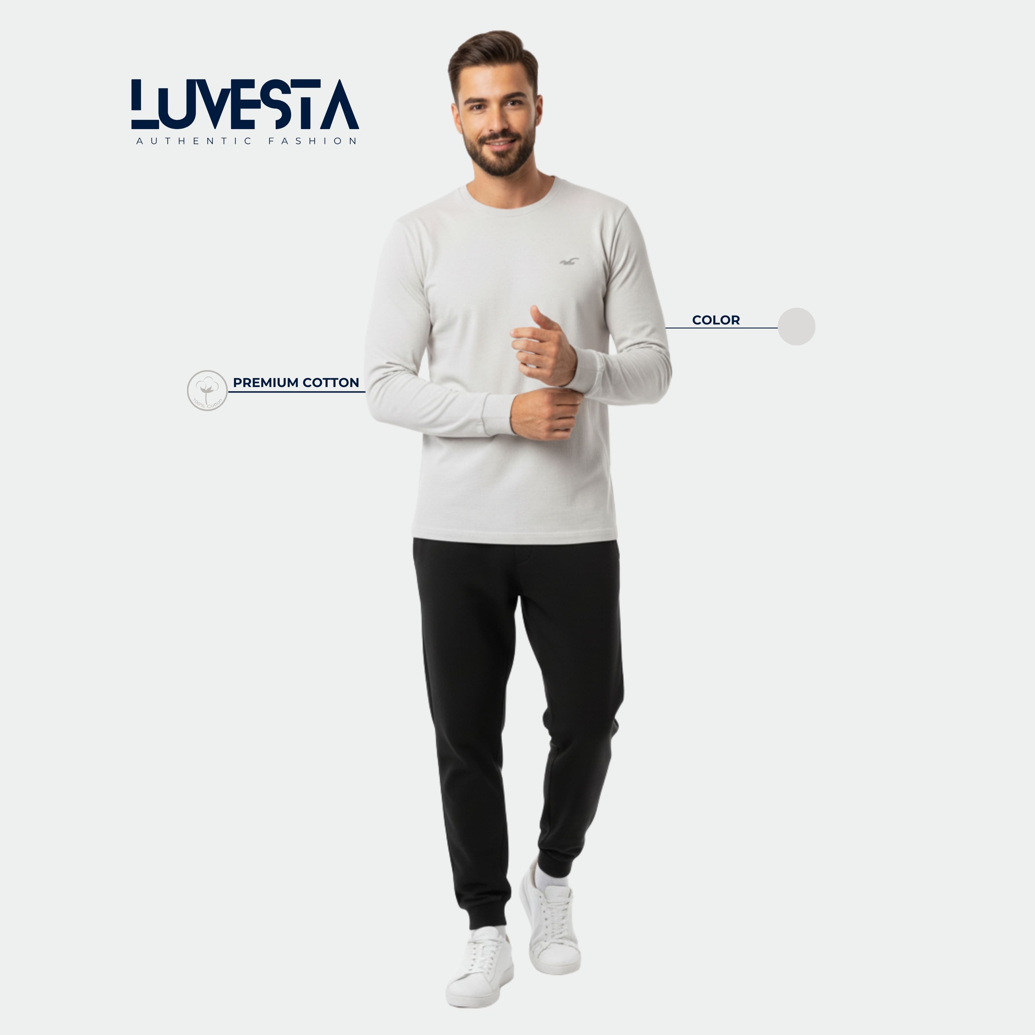 Hollister Essential Long-Sleeve T-Shirt - Classic Gray | USA Import