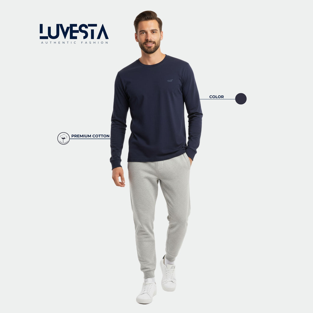 Hollister Essential Long-Sleeve T-Shirt - Navy Blue | USA Import
